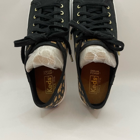 KEDS CANVAS LACE UP - Black with Leopard print, Size 6.5. Like New - Picture 6 of 7